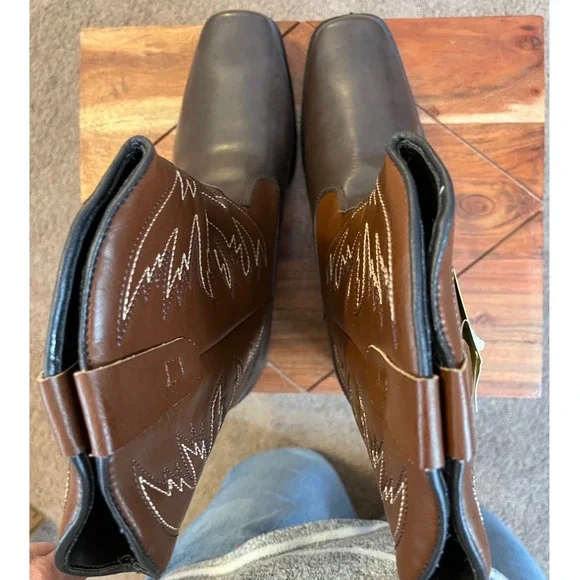 Smart Fit Kids Brown Square‎ Toe Western Cowboy Boots Size 6 NWT - Picture 5 of 10